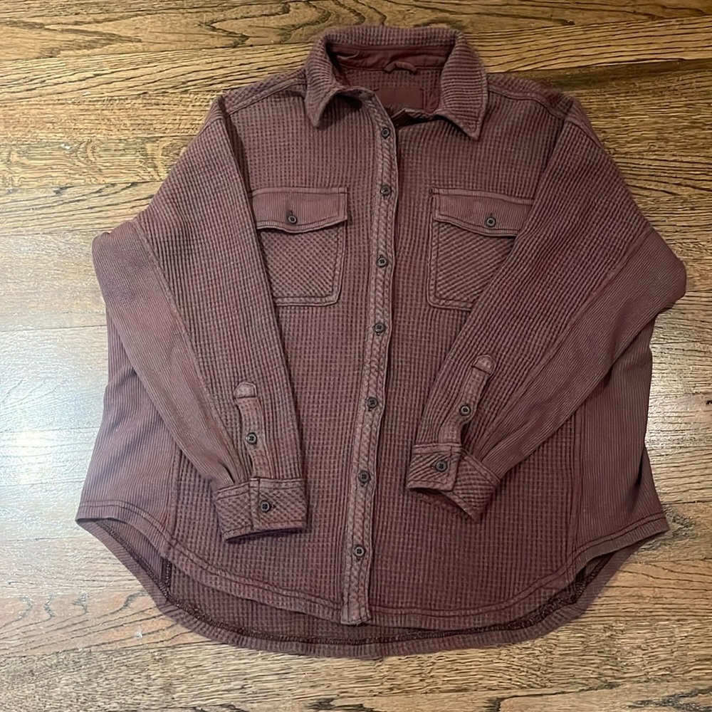Aerie Brown Lumber Jane Waffle Shirt. XXS